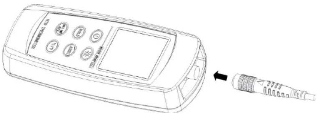 Line drawing of a mobile phone with control panel and connector, showing internal function buttons and a separate connector pin.