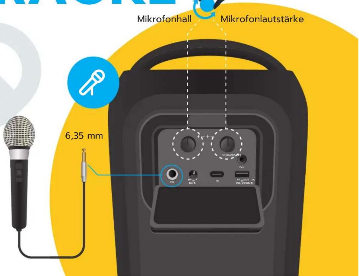 Mikrofonhall Mikrofonlautstärke 6,35 mm VOLI MELON AUX MC DV_2A DC_B RV_2KV_2A USB_OUT DC_B