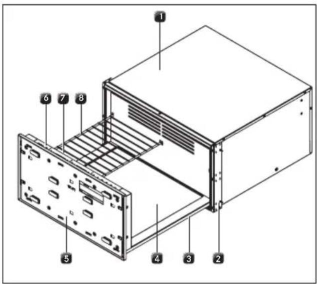 Technical diagram of an internal storage unit with numbered components for identification