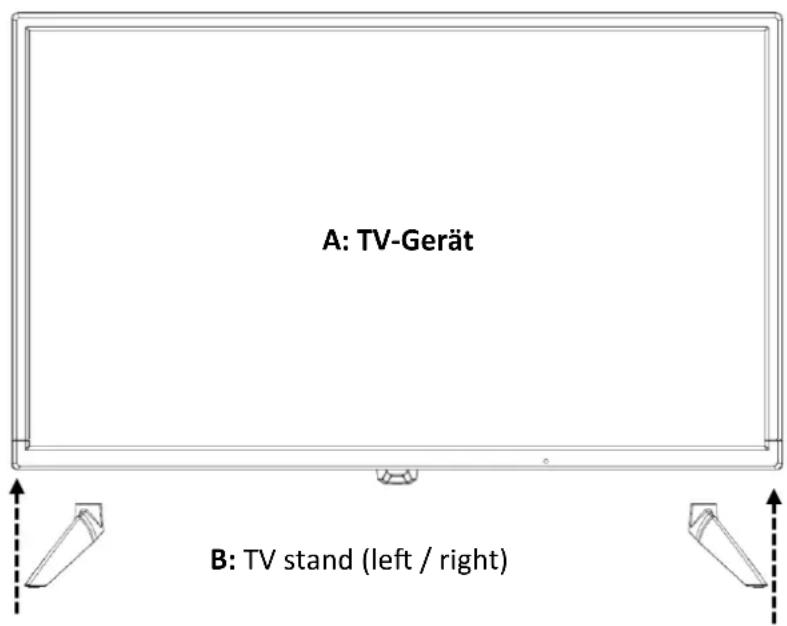 A: TV-Gerät B: TV stand (left / right)