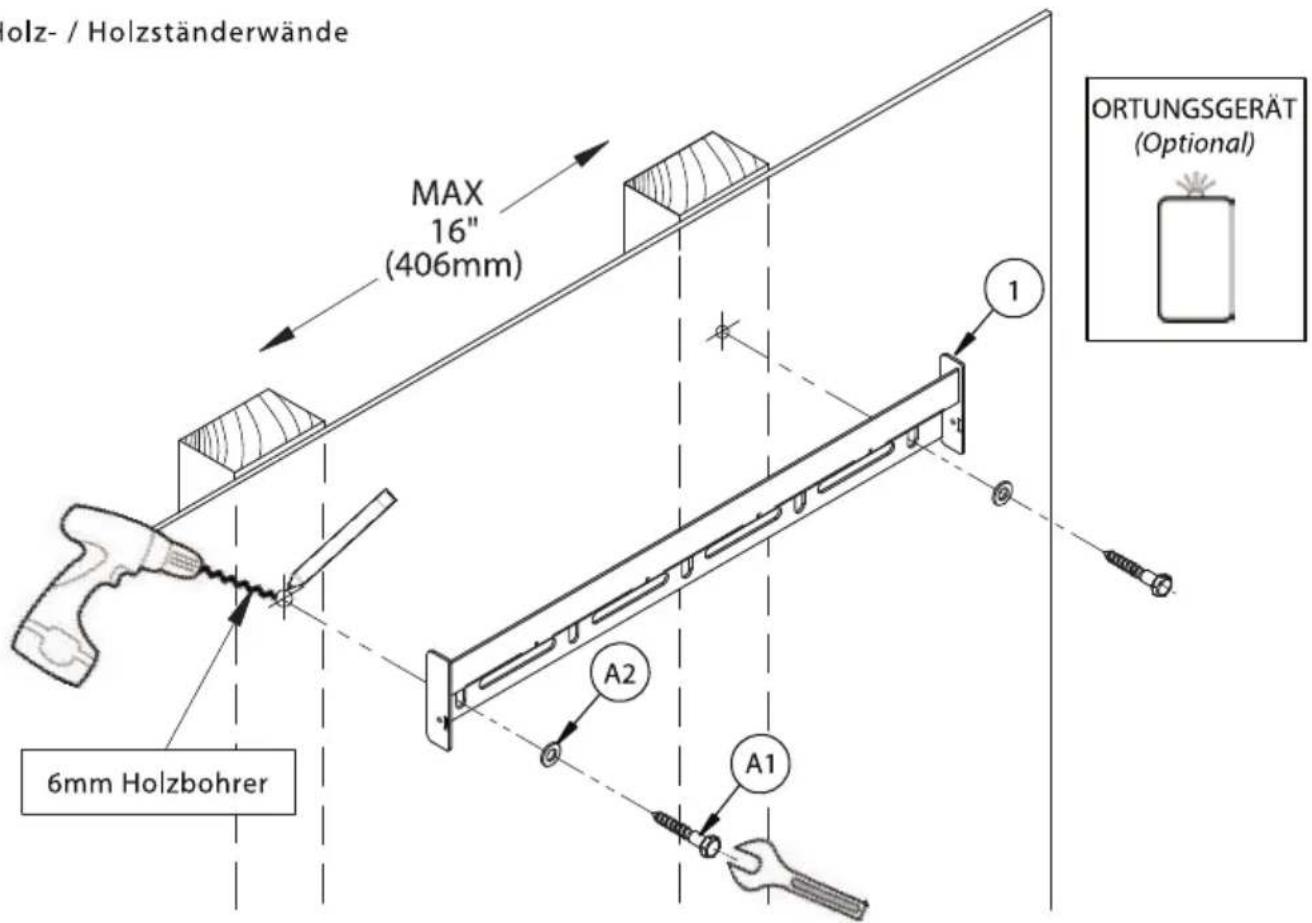 olz-/ Holzständerwände MAX 16" (406mm) 6mm Holzbohrer A2 A1 1 ORTUNGSGERÄT (Optional)
