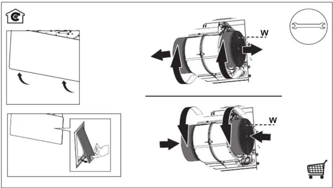 Diagram illustrating the working principle of a refrigerator, showing airflow and cooling mechanism with labeled components.