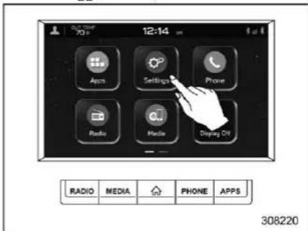 Out Your 70 p 12:14 Apps Settings Phone Radio Media Display Off RADIO MEDIA PHONE APPS 308220