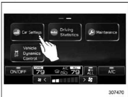 Car Settings Driving Statistics Maintenance Vehicle Dynamics Control ON/OFF SYNC 79 A/C ALL 79 ALL A/C 307470