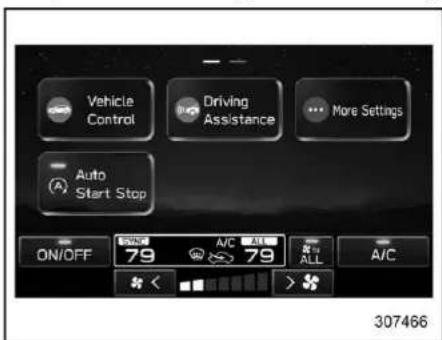 Vehicle Control Driving Assistance More Settings (A) Auto Start Stop ON/OFF 79 A/C ALL A/C 307466