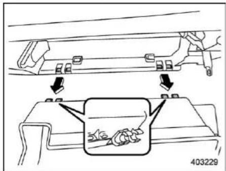 Technical diagram showing mechanical assembly steps with labeled components and a magnified inset of a component detail.