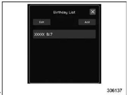 Birthday List Edit Add XXXXX 8/7 306137