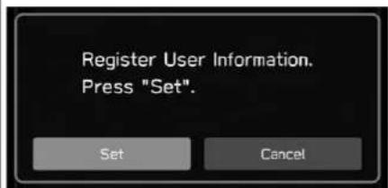 Register User Information. Press "Set". Set Cancel