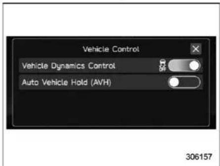 Vehicle Control Vehicle Dynamics Control Auto Vehicle Hold (AVH) 306157
