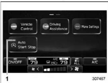 Vehicle Control Driving Assistance More Settings Auto Start Stop ON/OFF 79 A/C 79 ALL A/C 307467