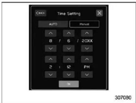 TIME SETTING AUTO Manual 8 / 6 / 20XX 2 : 12 PM Ok 307080