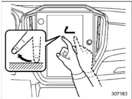Diagram showing hand positioning on a vehicle door panel with an inset highlighting the left side of the door.