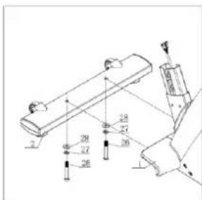 Technical diagram showing mechanical assembly with numbered components and alignment indicators