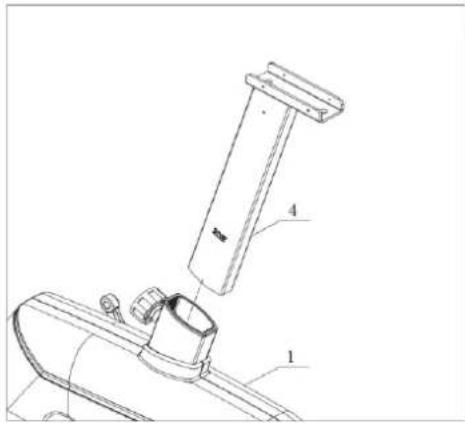 Technical diagram showing a mechanical assembly with labeled parts 1 and 4