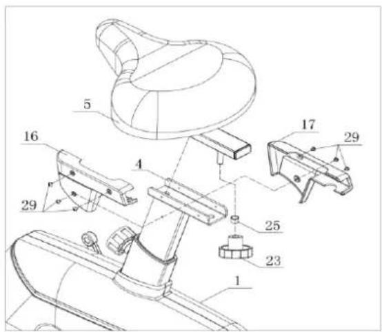 Technical diagram of a mechanical assembly with numbered components for identification