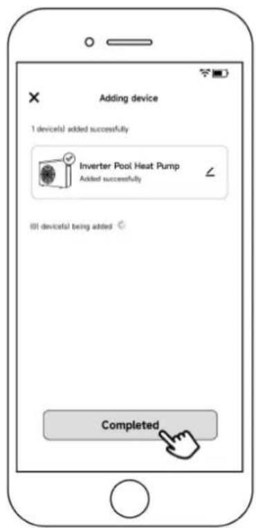 Adding device 1 device(s) added successfully Inverter Pool Heat Pump Added successfully (0) device(s) being added Completed