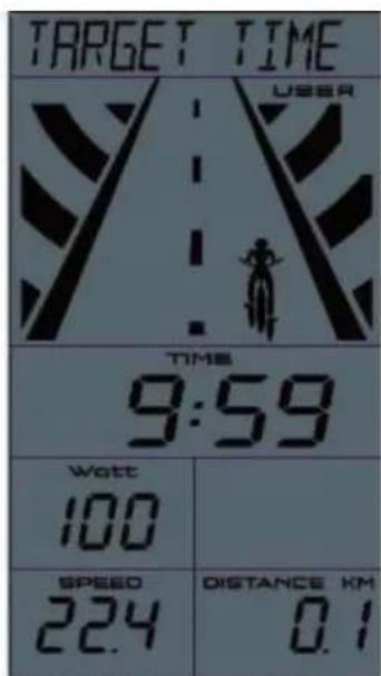 TARGET TIME USER TIME 9:59 Watt 100 SPEED 22.4 DISTANCE KM 0.1