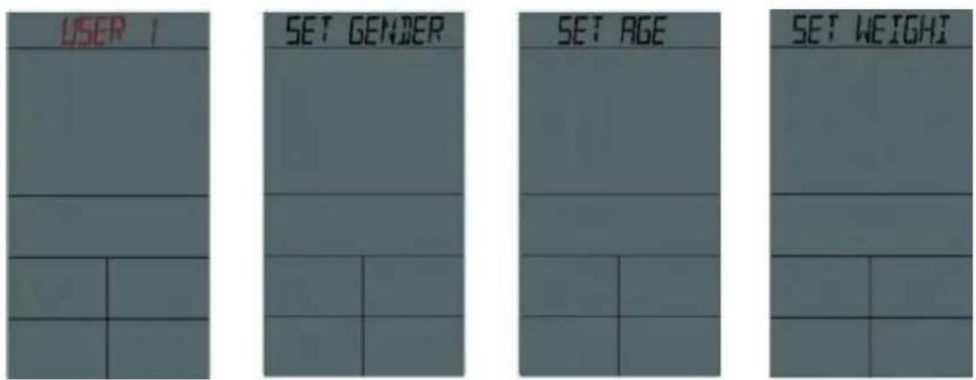 USER SET GENDER SET AGE SET WEIGHT