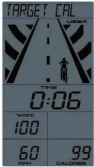 TARGET CAL USER TIME 0:06 Watt 100 60 RPM 99 CALORIES