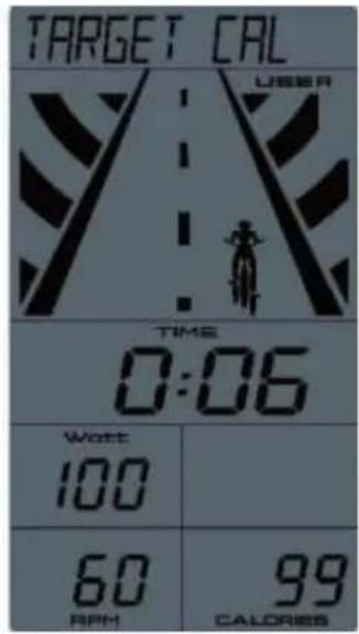 TARGET CAL USER TIME 0:06 Watt 100 60 RPM 99 CALORIES
