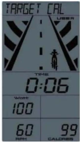 TARGET CAL USER TIME 0:06 Watt 100 60 RPM 99 CALORIES
