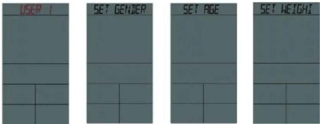 USER 1 SET GENDER SET AGE SET WEIGHT