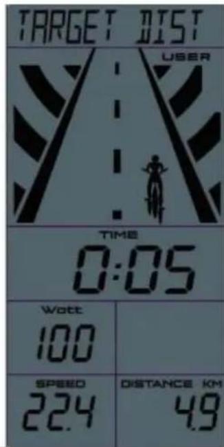 TARGET DIST USER TIME 0:05 Wott 100 SPEED 22.4 DISTANCE KM 4.9