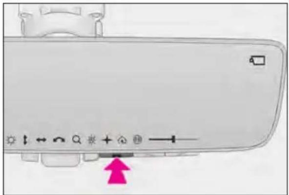 Diagram of a device control panel with labeled buttons and an arrow pointing to the bottom button