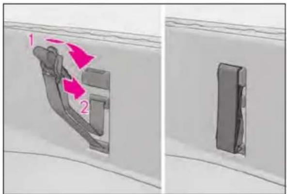 Diagram showing a device with labeled parts and directional arrows, likely illustrating a mechanical or electrical component.