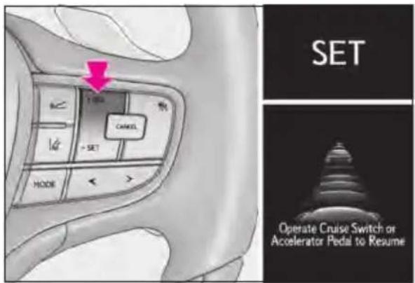 SET CAMEL - SET MODE Operate Cruise Switch or Accelerator Pedal to Resume