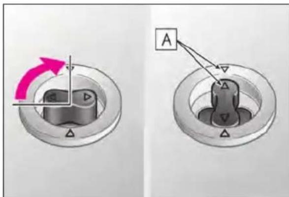 Diagram showing a mechanical component with labeled parts and directional arrows, including a labeled section A.