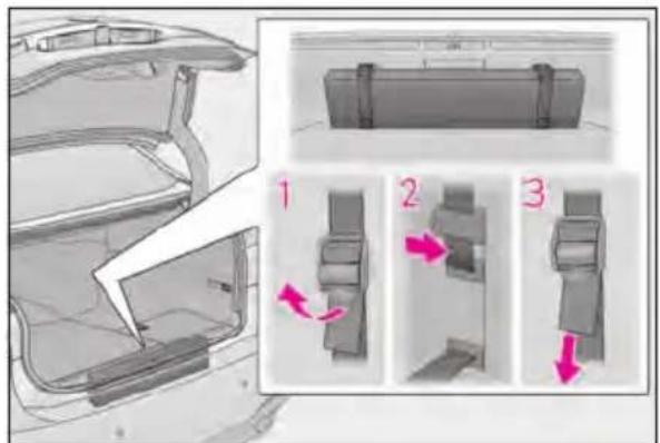 Technical diagram showing car interior components with numbered parts and directional arrows indicating movement or flow.
