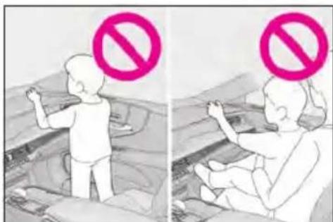 Illustration showing a child and a car with a 'no' symbol, indicating no smoking or no smoking.