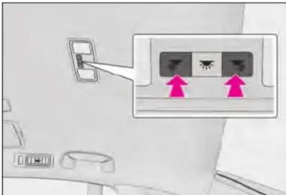 Diagram showing a device with two labeled buttons and directional arrows pointing to them, likely indicating navigation or status.