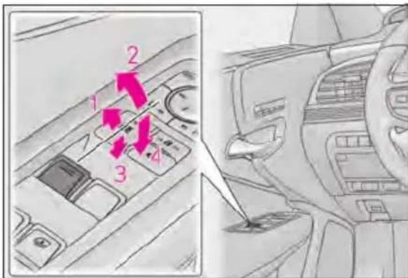 Diagram showing car air intake and exhaust system with numbered components and directional arrows indicating flow or movement.