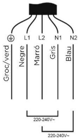 Groc/verd Negre L1 L2 N1 N2 Marró Gris Blau 220-240V~ 220-240V~