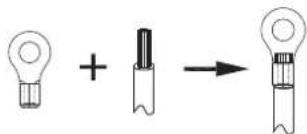 Diagram showing a light bulb and its combination with a segmented component, followed by an arrow indicating transformation.