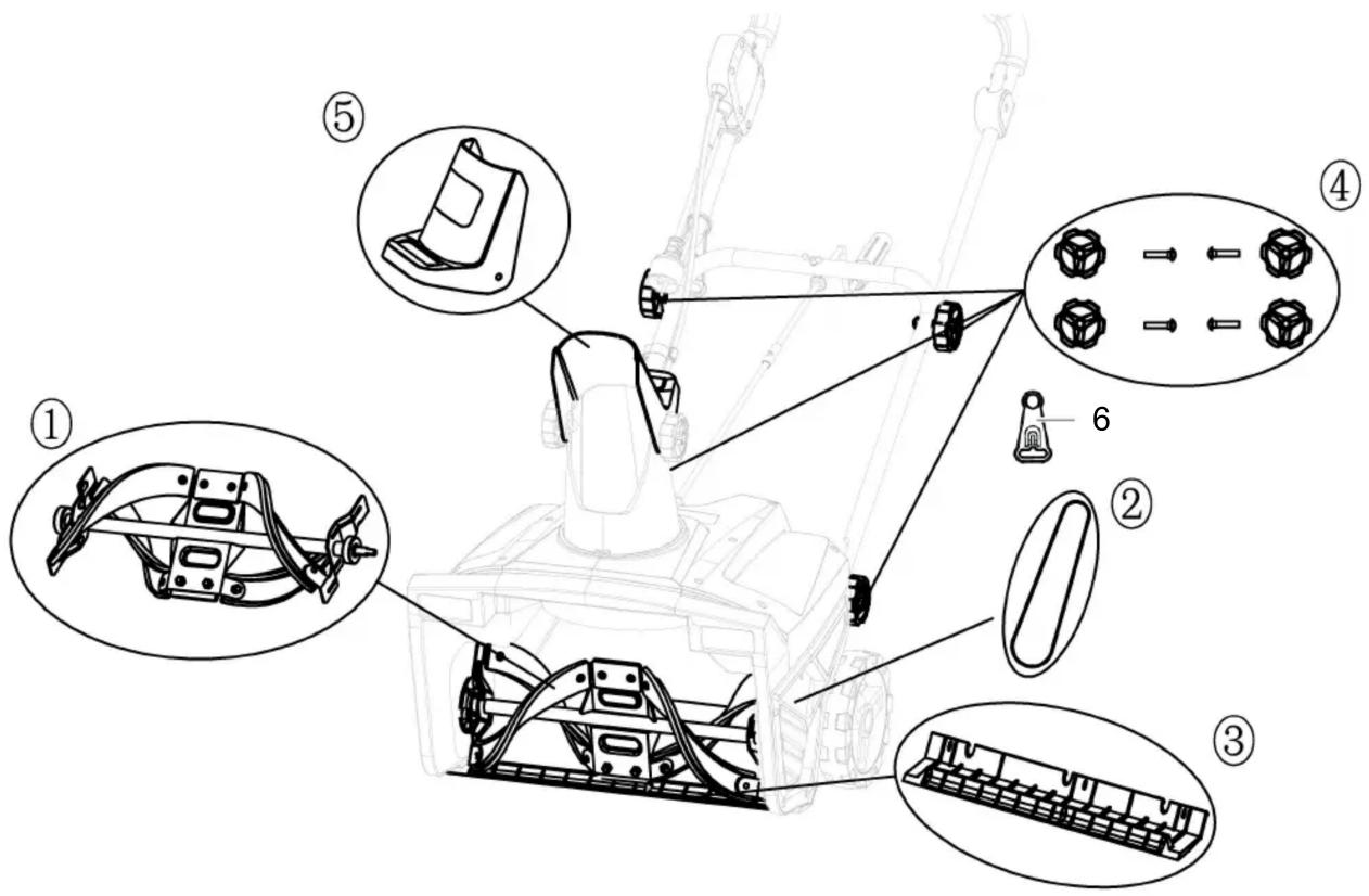 Technical diagram of a snow truck with numbered parts and exploded views, including gear assembly and component layout.