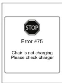 STOP Error #75 Chair is not charging Please check charger