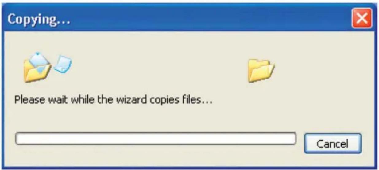 Copying... Please wait while the wizard copies files... Cancel