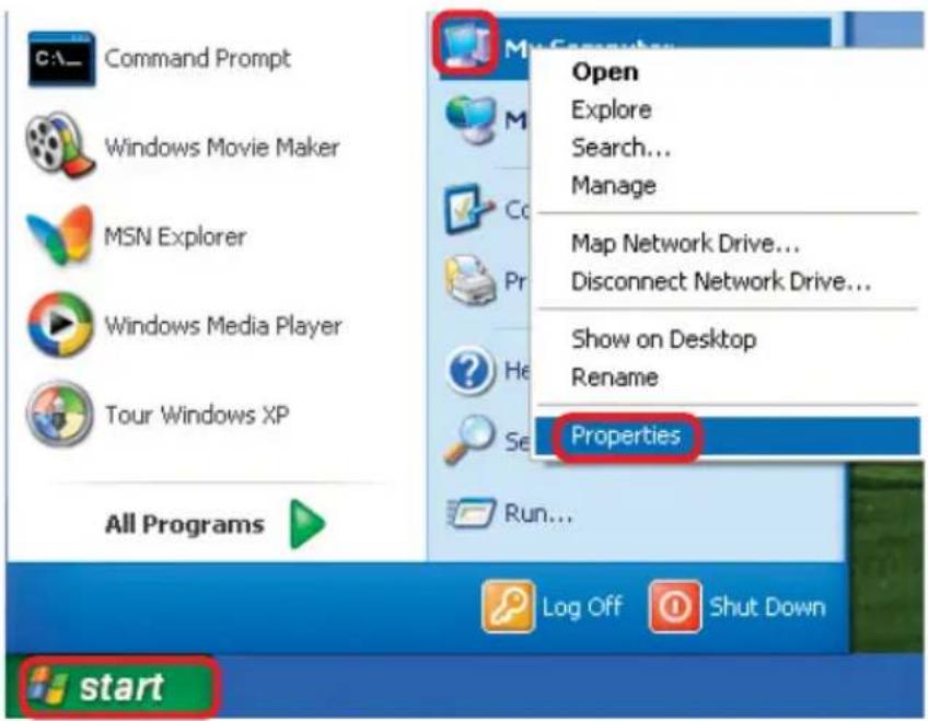 Command Prompt Windows Movie Maker MSN Explorer Windows Media Player Tour Windows XP All Programs My Computer Open Explore Search... Manage Map Network Drive... Disconnect Network Drive... Show on Desktop Rename Properties Run... Log Off Shut Down start