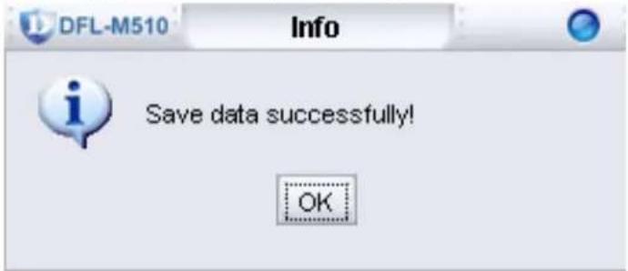 DFL-M510 Info Save data successfully! OK