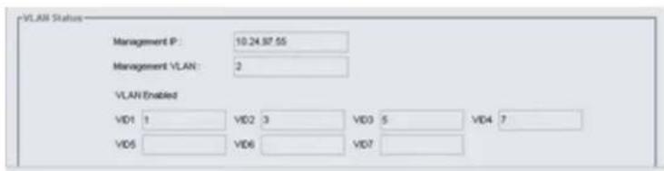 VLAN Status Management IP: 10.24.97.55 Management VLAN: 2 VLAN Enabled VD1 1 VD2 3 VD3 5 VD4 7 VD5 VD6 VD7