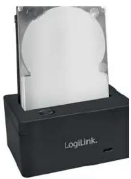 Black LogiLink printer with white paper lid and 'LogiLink' branding (no additional text or symbols visible)