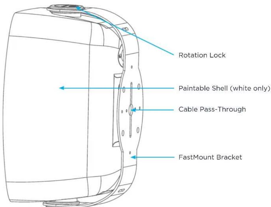 Rotation Lock Paintable Shell (white only) Cable Pass-Through FastMount Bracket