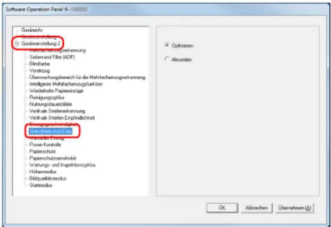 Software Operation Panel 6 Gesäneinfo Gesältnienstellung 2 Gesältnienstellung 2 - Mehrflacheinzugserkruppung - Seiterrand Filter (ADF) - Blindierbe - Vortezug - Überwachungsbereich für die Mehrflacheinzugserkruppung - Intelligente Mehrflacheinzugsfunktion - Wiedeshalte Papiereinzüge - Reinigungszygklus - Nutrungsduasträhler - Vertikale Stellenenkennung - Vertikale Steilen Empfindlichkeit Ertragungsverbindlich Gesältnien-AutoCrop - Markeller Ertrag - Power-Kontrolle - Papierschutz - Papierschutzsensitivität - Wertungs- und Inspektionszygklus - Hohenmodus - Bildqualitätsmodus - Statmodus Optimessen Abrunden OK Abbrachen Übernehren (A)