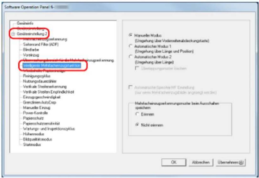 Software Operation Panel 6 Gesäneinfo Gesäneinstellung Gesäneinstellung 2 - Mechanischerugserkennung - Seitenrand Filter (ADF) - Blindlerbe - Vortezug - Überleihungsbericht für die Mehrschaftszusgesinkennung. - Intellgeme Verhafenerzugserkennung - Moduliche Papiereinigter - Reinigungszyklus - Nutzungsdauerzähler - Vertikale Steilenerkennung - Vertikale Steilen Einglindlichkeit - Einzugspeschwindigkeit - Grenzinien AutoCrop - Manuelle Einzug - Power-Kontrolle - Papierschutz - Papierschutzsensitivität - Wartungs- und Inspektionszyklus - Hohenmodus - BildqueltStenodus - Statmodus Manueller Nodus (Ungehung über Vorderzeitenabdeckungssteits) Automaticus Nodus 1 (Ungehung über Länge und Position) Automaticus Nodus 2 (Ungehung über Länge) Überlegeanswasser lichen Autoanische Speiches MF. Erstellung (bur werden Mehrschaftszugsbildn angrängt werden) Mehlschaunzugserkennungsmutter beim Ausschalten spachem Einnen Nicht einenem OK Abbrevchen Übernehmens (A)