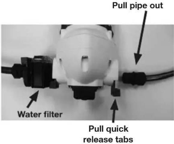 Pull pipe out Water filter Pull quick release tabs