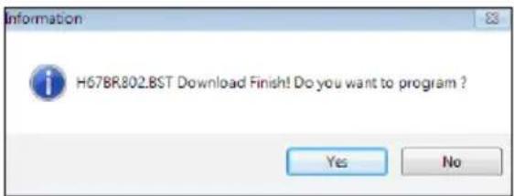 Information H678R802.BST Download Finish! Do you want to program ? Yes No
