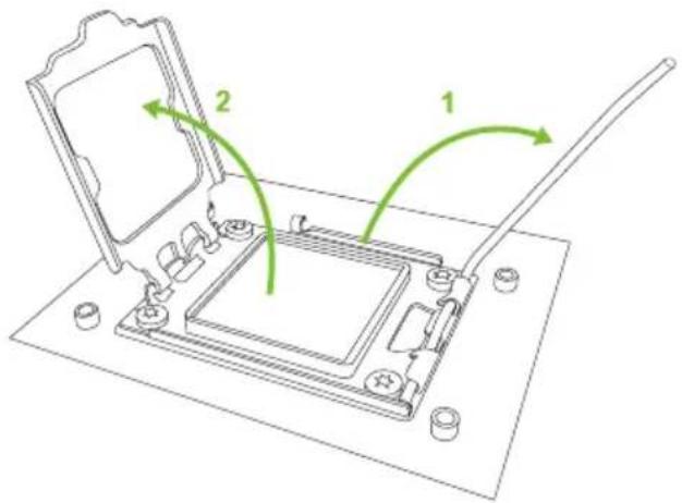Technical diagram showing a mechanical assembly with labeled components and directional arrows indicating motion or movement.